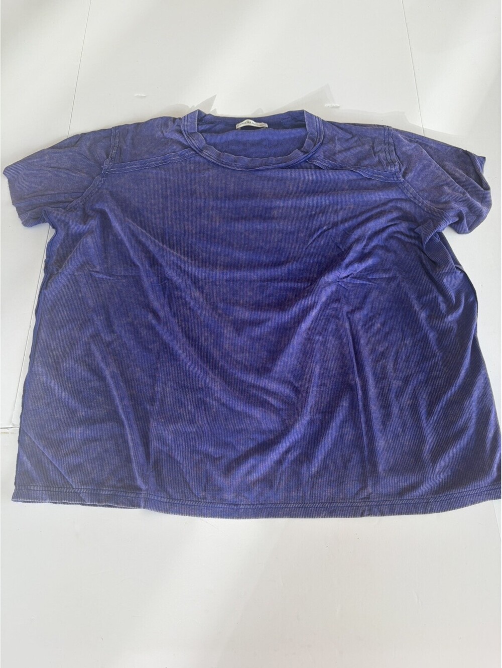 Zenana Women’s Bright Blue WASHED RIBBED SHORT SLEEVE BOAT-NECK TOP L/XL